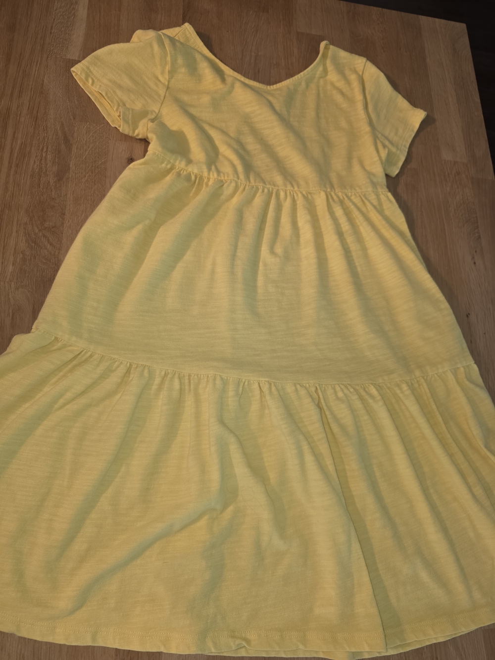 Cat & Jack Soft Yellow Tiered Short-Sleeve Dress Sz Medium 7/8 EUC